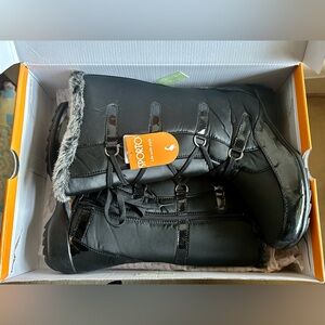 Sporto Black Boots with Faux Fur Accent